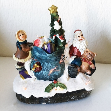 Χριστουγεννιάτικο διακοσμητικό δέντρο και Αϊ Βασίλης με led φωτισμό - 12 εκ.