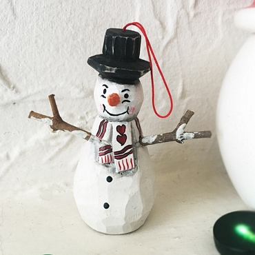Ξύλινος διακοσμητικός χιονάνθρωπος - 10 εκ.