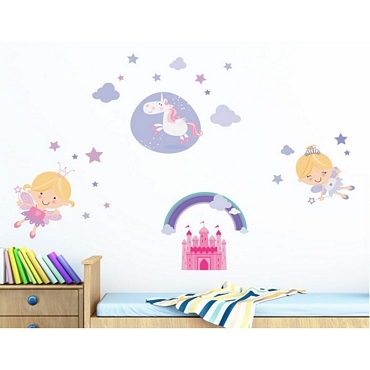 Αυτοκόλλητο τοίχου L για παδικό δωμάτιο Happy Fairies