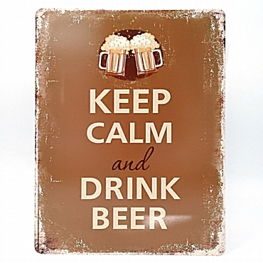 Μεταλλικός πίνακας Keep Calm Drink Beer - 33 εκ.