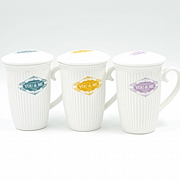 Μεγάλη κούπα με καπάκι κεραμική You & Me - 12 εκ.