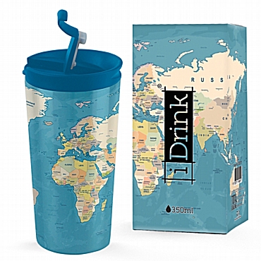 Aνοξείδωτη κούπα ταξιδιού Blue Map iDrink 350 ml