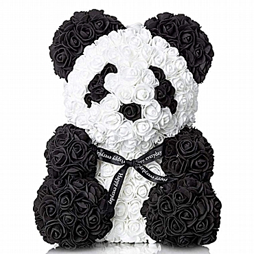 Αρκουδάκι από τεχνητά τριαντάφυλλα Panda - 35 εκ.