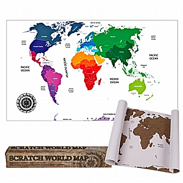 Παγκόσμιος χάρτης ξυστό χρυσό - 42 εκ.