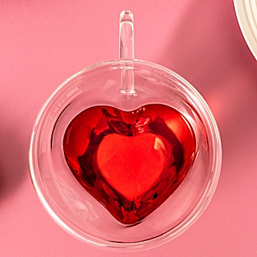 Κούπα γυάλινη με διπλό τοίχωμα - Καρδιά