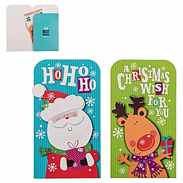 Σετ χριστουγεννιάτικες ευχετήριες κάρτες δώρου για χρήματα με φάκελο - 2 τεμ.