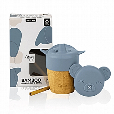 Ποτήρι bamboo με καλαμάκι - Μπλε 180ml | Citron