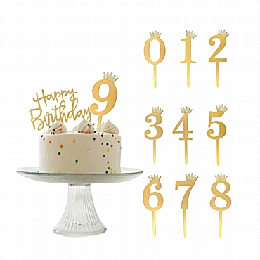 Διακοσμητικό τούρτας cake topper με αριθμό και κορώνα - 17 εκ.