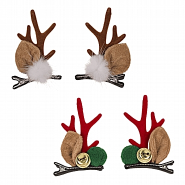 Σετ 2 χριστουγεννιάτικα clips μαλλιών - Τάρανδος