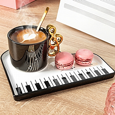 Σετ κούπας πιάνο με κουτάλι & πιατάκι