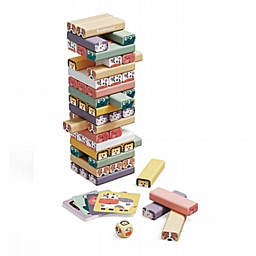 Ξύλινος πύργος ισορροπίας με ζωάκια - Top Bright