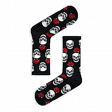 Unisex κάλτσες με σχέδιο - Skulls and roses