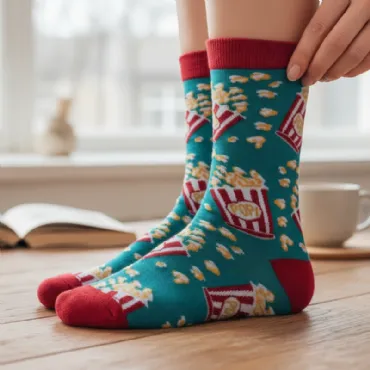 Unisex κάλτσες με σχέδιο - Pop corn bucket