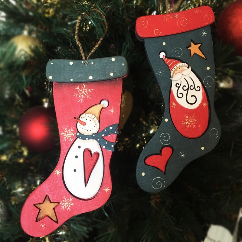 Σετ 2 κρεμαστές Χριστουγεννιάτικες κάλτσες