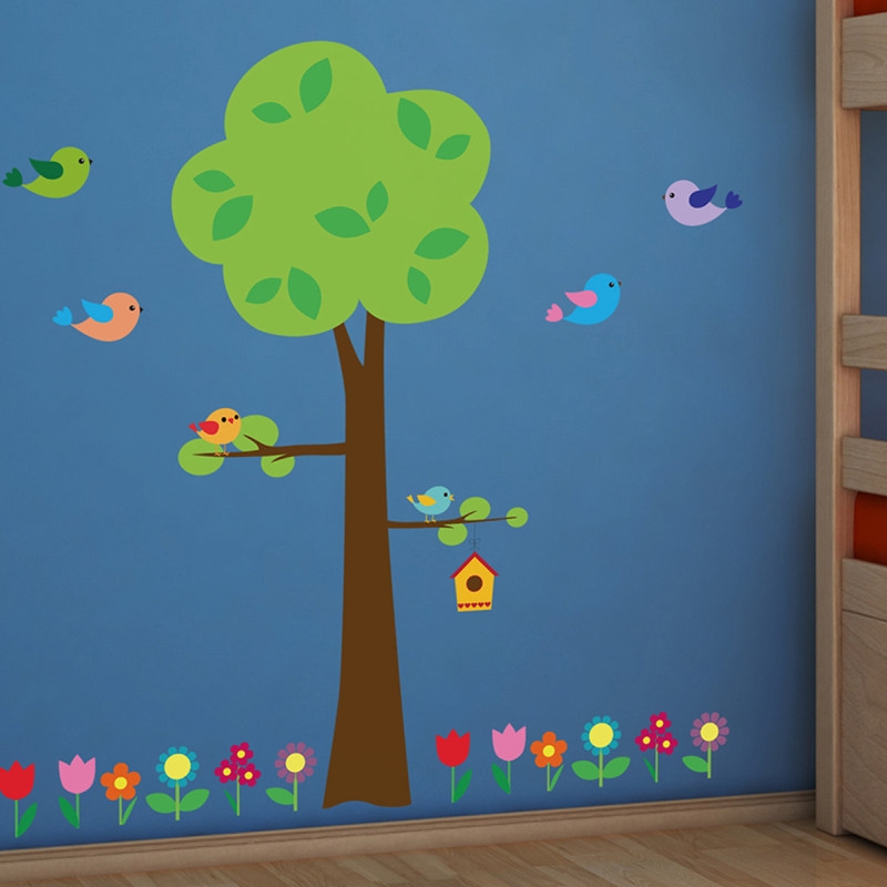 Αυτοκόλλητο τοίχου XL για παδικό δωμάτιο Tree With Flowers