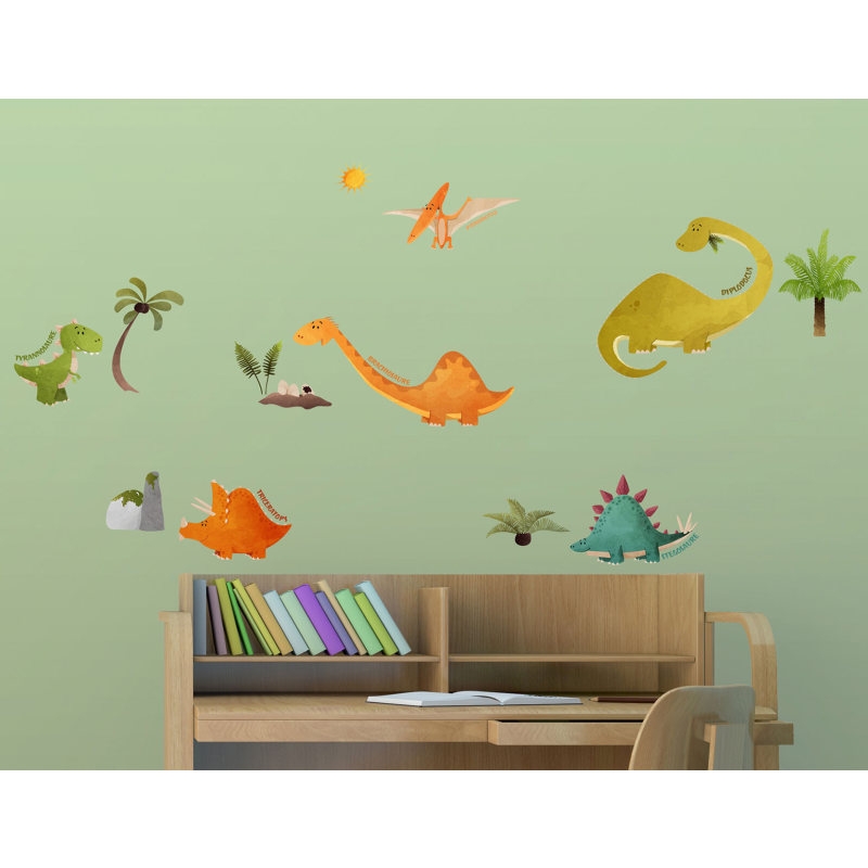 Αυτοκόλλητο τοίχου L για παιδικό δωμάτιο Dinosaurs