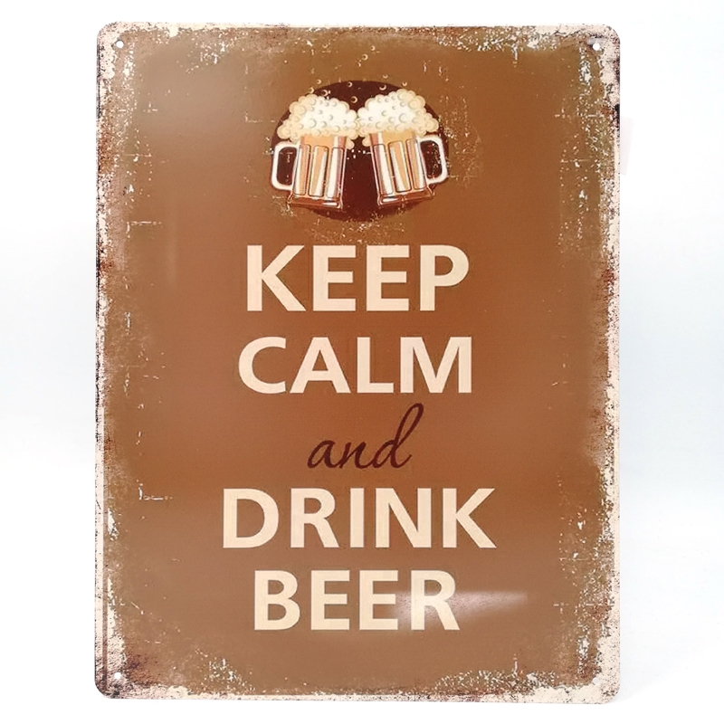 Μεταλλικός πίνακας Keep Calm Drink Beer - 33 εκ.