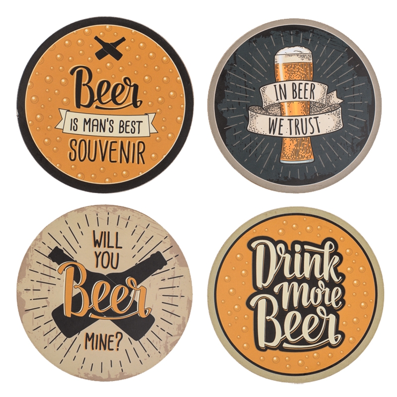 Ξύλινο σετ σουβέρ Beer lover - 4 τεμ.
