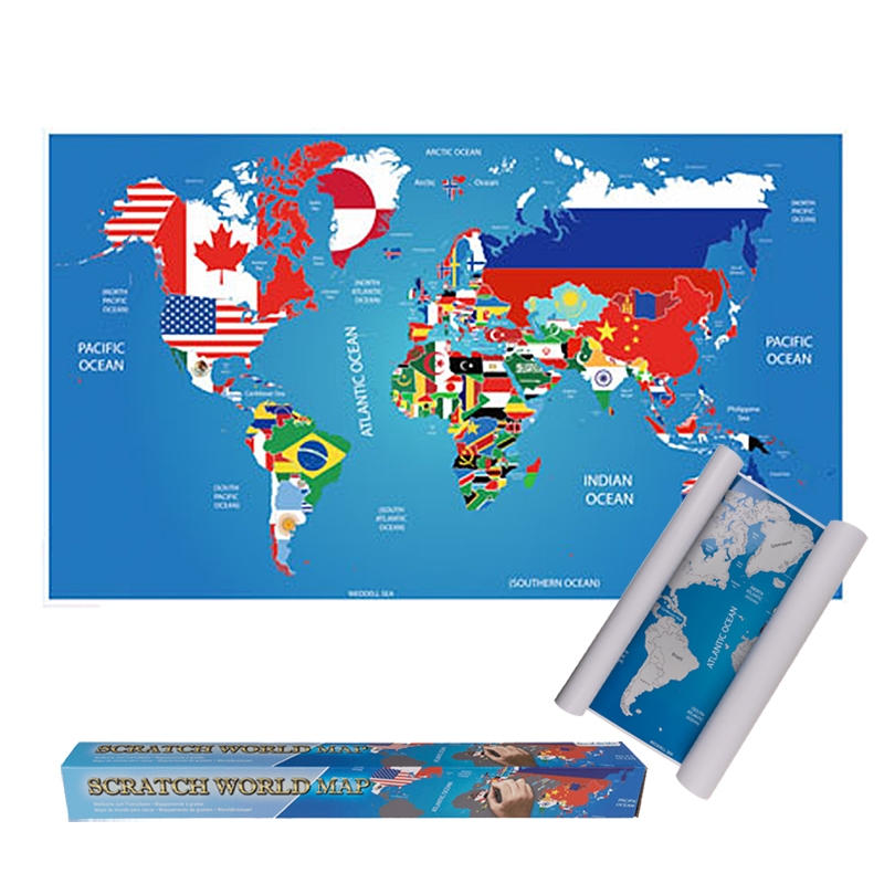 Παγκόσμιος χάρτης ξυστό σημαίες - 88 εκ.