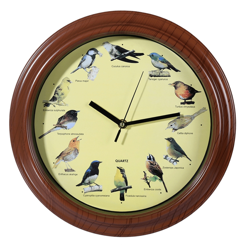 Ρολόι τοίχου με ήχους πουλιών - 32 εκ.