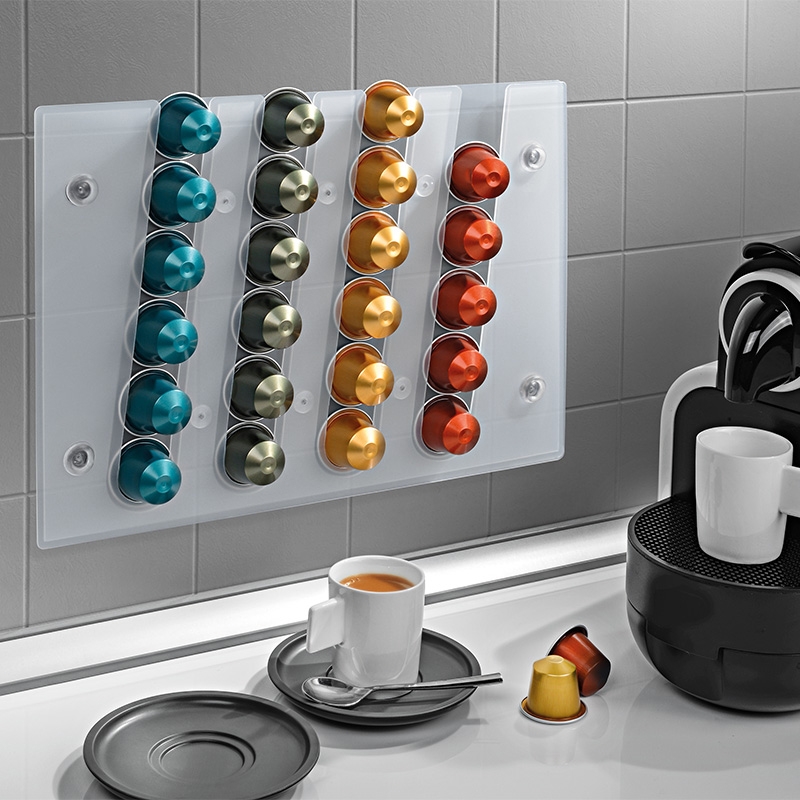 Επιτοίχια πλαστική θήκη για 24 κάψουλες Nespresso Eliplast