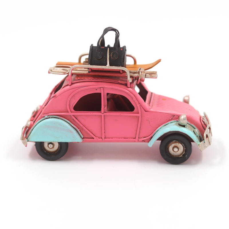 Ρετρό ροζ μεταλλικό αυτοκίνητο 2CV - 10 εκ.