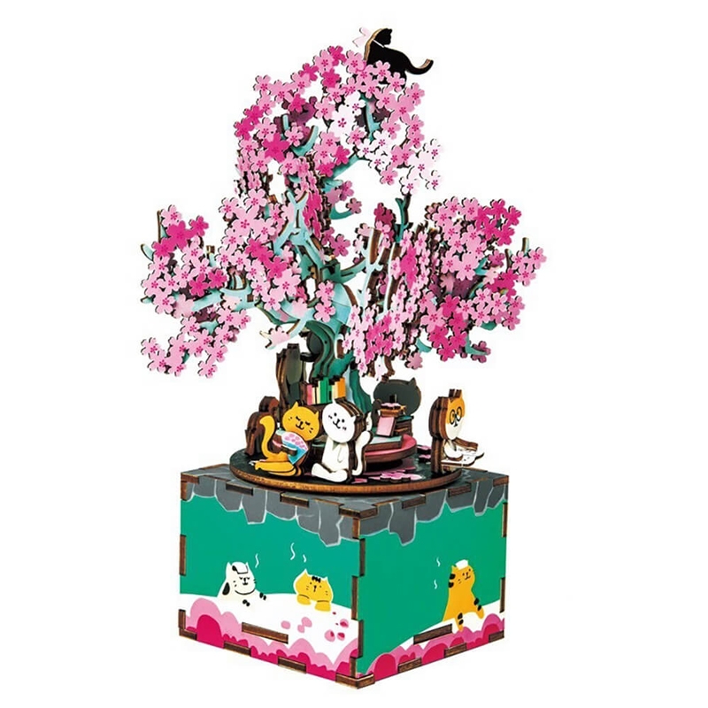 Ξύλινο μουσικό κουτί DIY κατασκευή Cherry Blossom Tree - Robotime