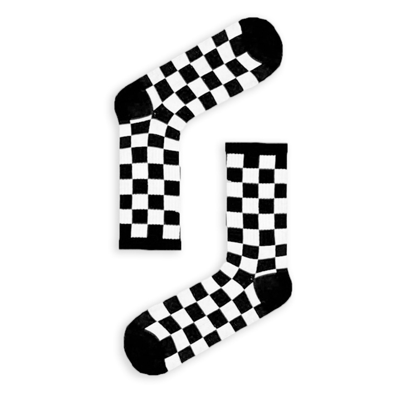 Unisex κάλτσες με σχέδιο - Ασπρόμαυρη σκακιέρα