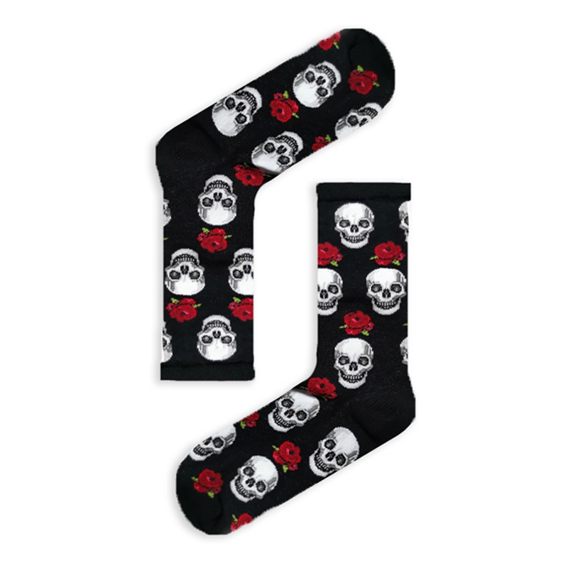 Unisex κάλτσες με σχέδιο - Skulls and roses