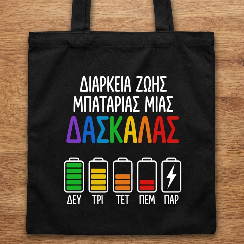 Μαύρη τσάντα με χερούλι - Μπαταρία Δασκάλας