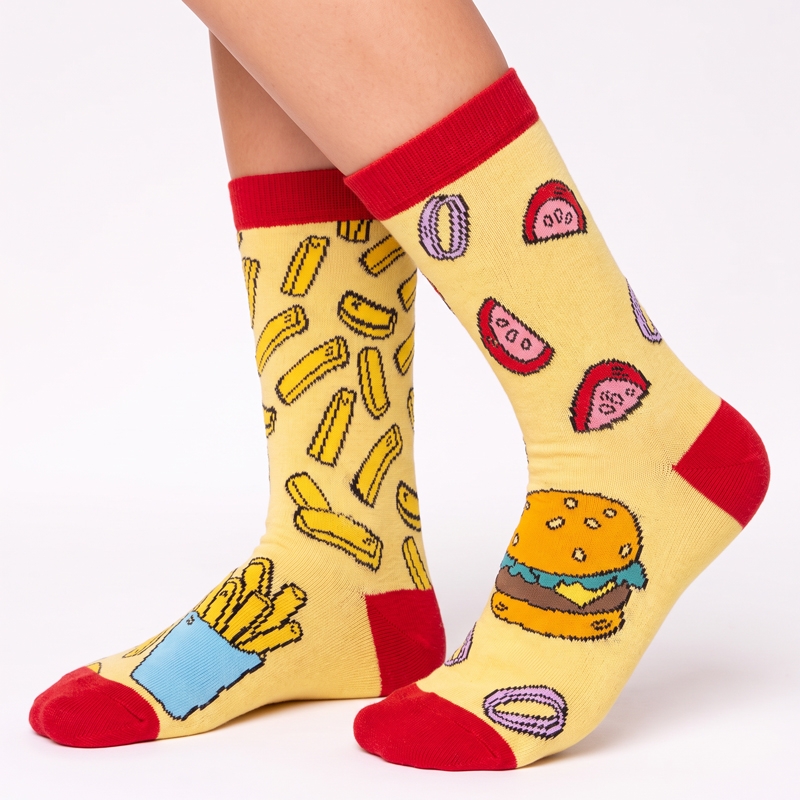 Unisex κάλτσες με διαφορετικό σχέδιο - Fries & Burger Unisex κάλτσες με διαφορετικό σχέδιο - Fries & Burger