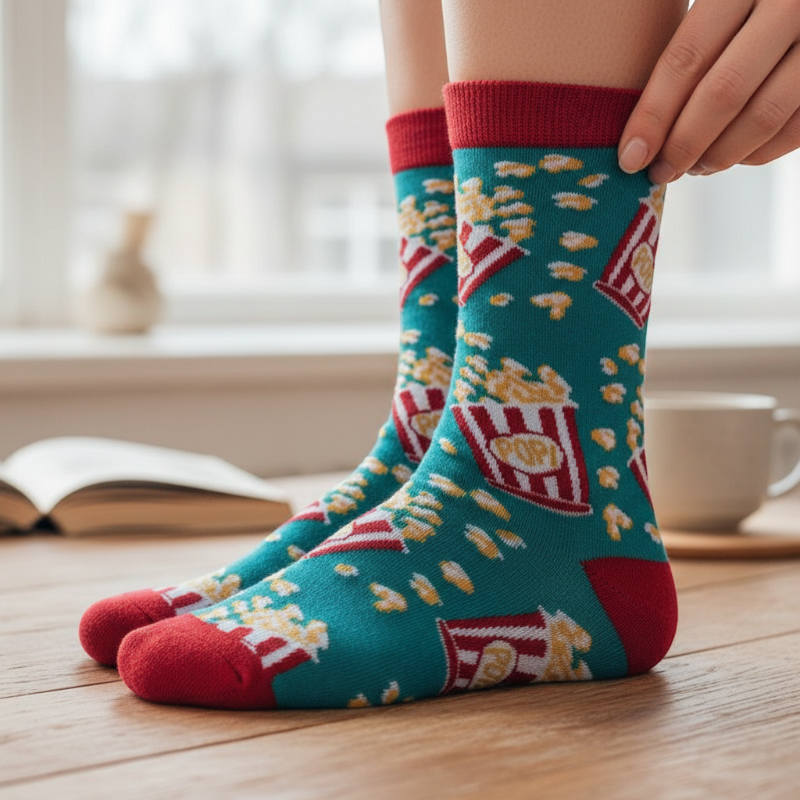 Unisex κάλτσες με σχέδιο - Pop corn bucket