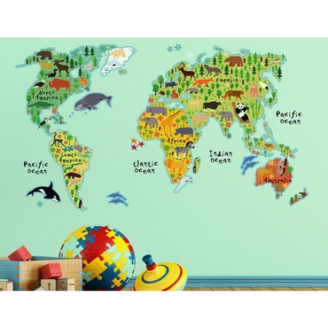 Αυτοκόλλητο τοίχου XL για παιδικό δωμάτιο World Map