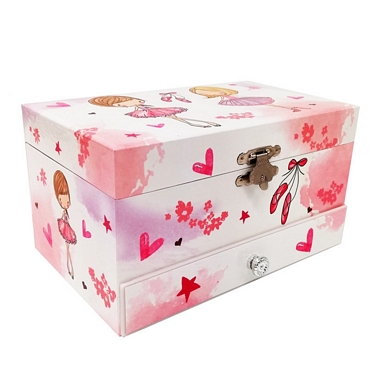 Ροζ ρομαντικό μουσικό κουτί - μπιζουτιέρα