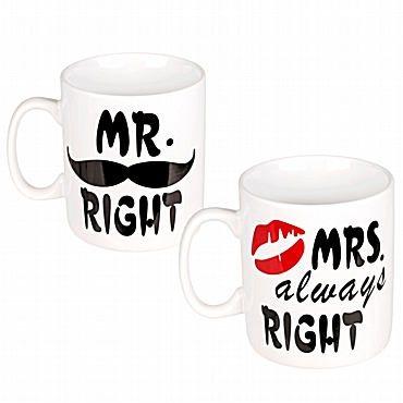Μεγάλη κούπα Mr Right & Mrs Always Right -  750 ml