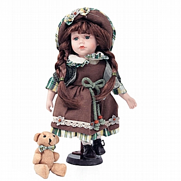 Πορσελάνινη κούκλα με αρκουδάκι
