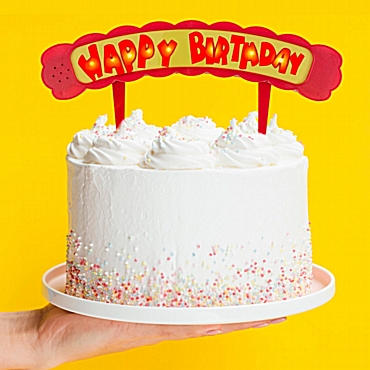Διακοσμητικό τούρτας cake topper Happy birthday με μουσική- 18,7 εκ.