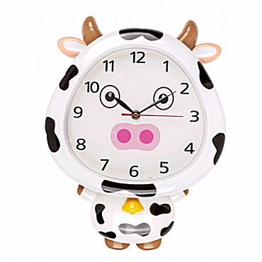 Παιδικό ρολόι τοίχου εκκρεμές αγελάδα 35 εκ.