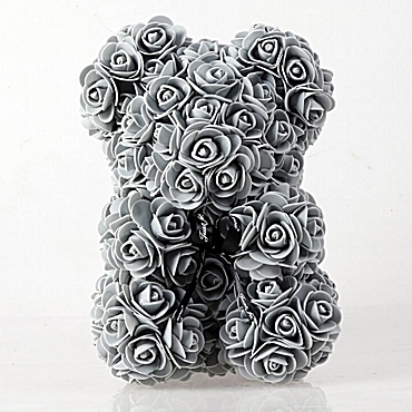 Αρκουδάκι από τεχνητά τριαντάφυλλα γκρι - 25 εκ. 