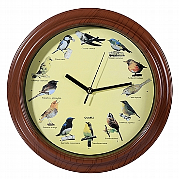 Ρολόι τοίχου με ήχους πουλιών - 32 εκ.