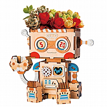 Ξύλινη γλάστρα DIY κατασκευή Robot - Robotime Ξύλινη γλάστρα DIY κατασκευή Robot - Robotime