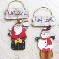 Σετ 2 ξύλινα διακοσμητικά Άγιος Βασίλης και Χιονάνθρωπος - Welcome