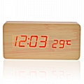 Ψηφιακό επιτραπέζιο ρολόι με όψη ξύλου - 15 εκ.