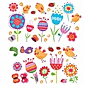 Birds and Flowers διπλής όψης αυτοκόλλητα για τζάμι ή τοίχο L