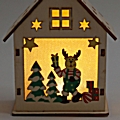 Ξύλινο χριστουγεννιάτικο σπιτάκι με φως και τάρανδο - 12,5 εκ.
