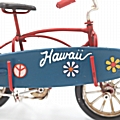 Διακοσμητικό κόκκινο μεταλλικό ποδήλατο με σανίδα surf - 15 εκ.