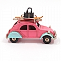 Ρετρό ροζ μεταλλικό αυτοκίνητο 2CV - 10 εκ.