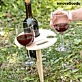 Φορητό ξύλινο τραπέζι για κρασί και ποτήρια