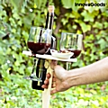Φορητό ξύλινο τραπέζι για κρασί και ποτήρια